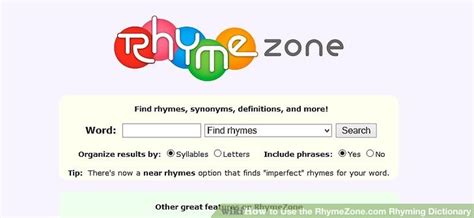 thyme zone|rhymezone open.